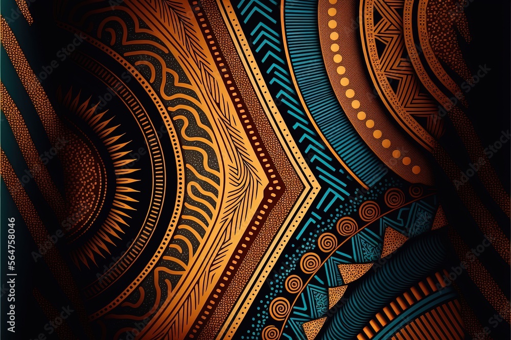Background with African patterns and shapes, Black History Month. Generative AI - obrazy, fototapety, plakaty 