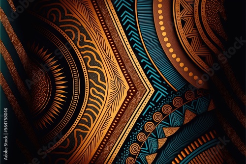 Background with African patterns and shapes, Black History Month. Generative AI