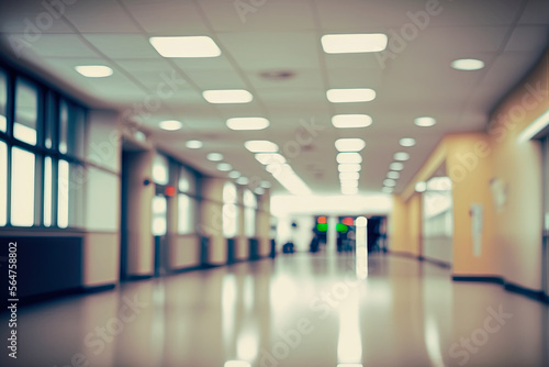 ai midjourney illustration of hospital hallway intentionally blurred as wallpaper