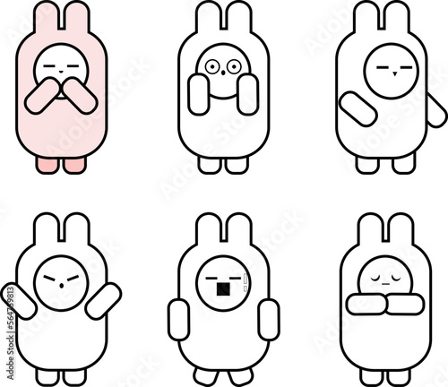 set of funny bunnies