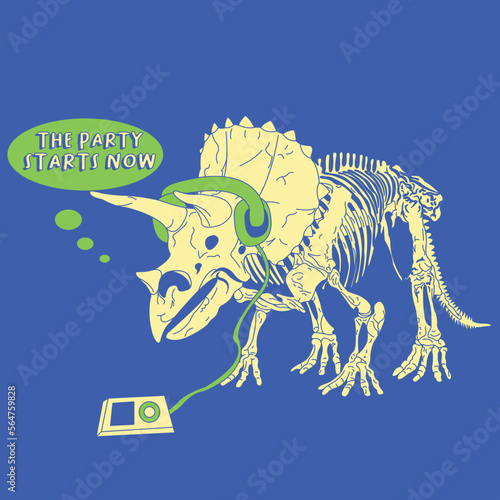 TRICERATOPS SKELETON LISTENING TO MUSIC THE PARTY STARTS NOW © Hernaldo