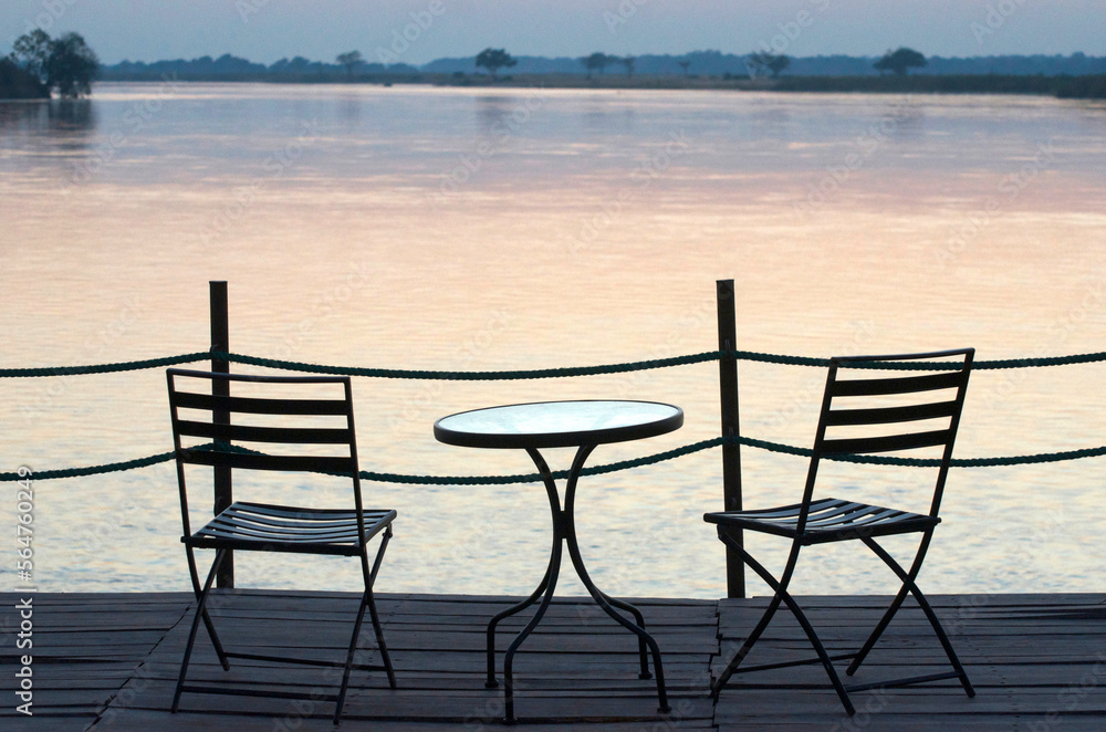 Sundowner table and chairs on the lower zambezi