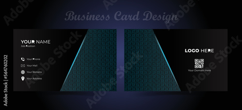 Modern corporate business card template with pattern background and blue shade. Visiting card for company and professionals. Luxury business card with pattern.
