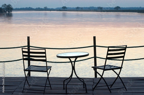 Sundowner table and chairs on the lower zambezi