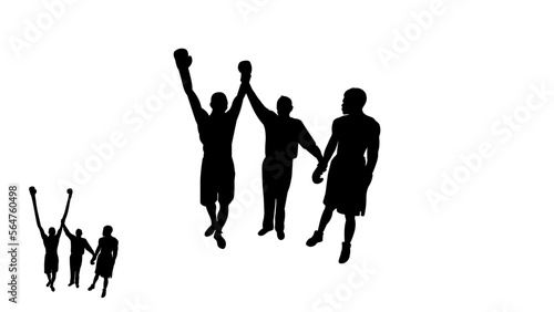Announcement of the winner in a duel of boxers, silhouette