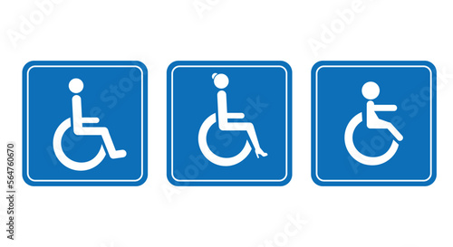 family Handicapped sign. Mother, Father and his baby. Woman, man and child
