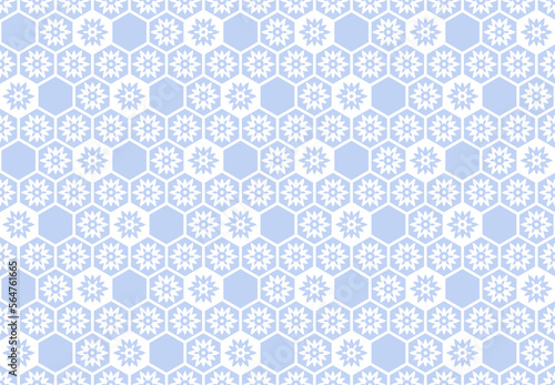 Seamless Geometric Blue Hexagons Pattern. Honeycomb Structure.
