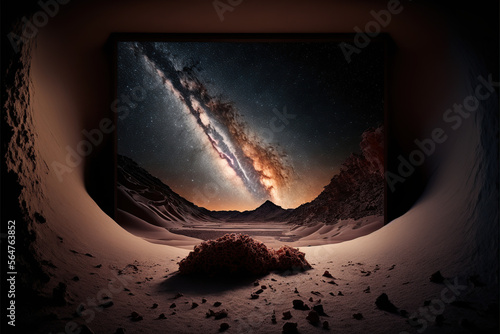 Fototapeta droga mleczna na pustynnym krajobrazie