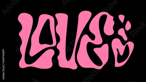 Creative lettering illustration in modern trendy liquid chrome style word - Love. Isolated vector typography design element for 3d texturing and modern designs. Weird liquid letters 