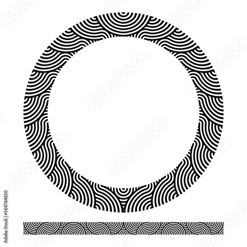 Greek frame on white background.Greek frame on white background.Black and white swirl frame.Original decorative ornamental border frame.Seamless fancy floral border for textile design and fabrics.	