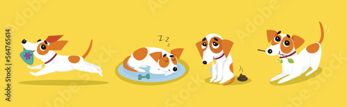 Funny Jack Russell Terrier Doing Different Activity Vector Set