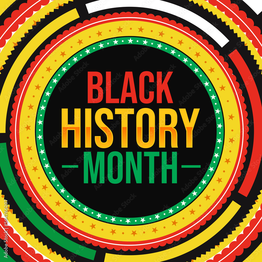 Black History Month Wallpaper in Colorful Design with Typography, stars and shapes. Modern black
