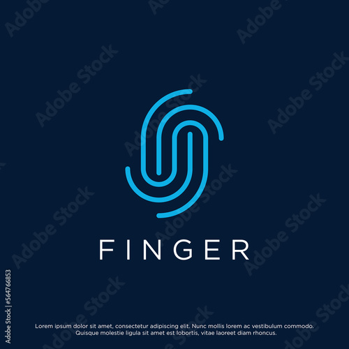Modern human fingerprint vector logotype. Fingerprint for identity, business card, technology, digital.