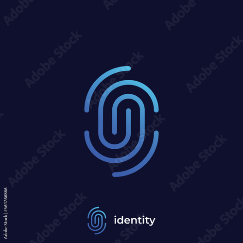 Modern human fingerprint vector logotype. Fingerprint for identity, business card, technology, digital.