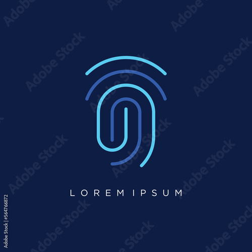 Modern human fingerprint vector logotype. Fingerprint for identity, business card, technology, digital.