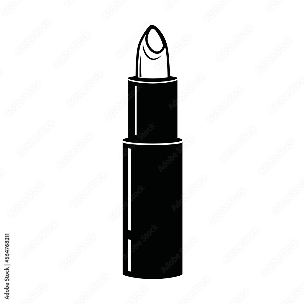 Vector Silhouette Style Lipstick outline doodle icon. Lipstick sketch illustration for print, web, mobile and infographics isolated on white background. Black and White Element. Vector Silhouette Style Lipstick outline doodle icon. Lipstick sketch illustration for print, web, mobile and infographics isolated on white background. Black and White Element.