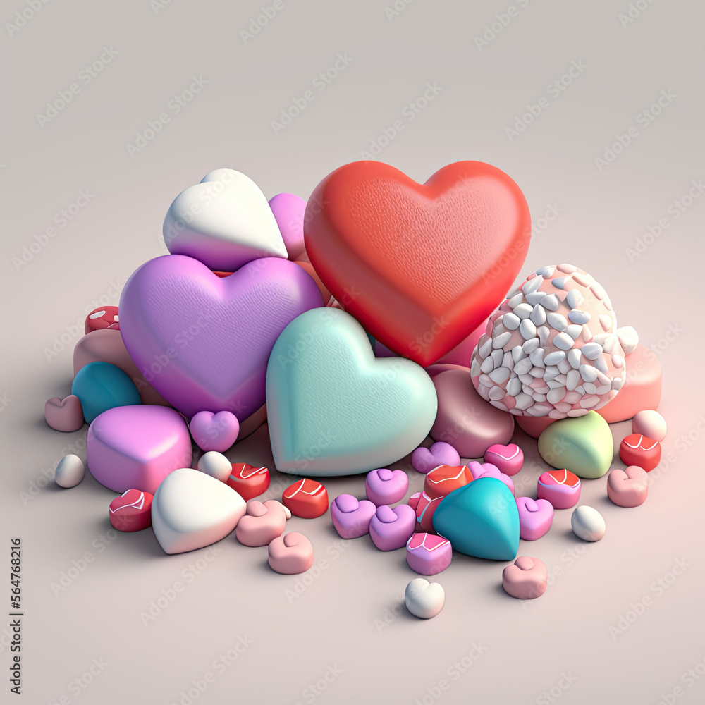 Obraz premium Pile of bright candy hearts