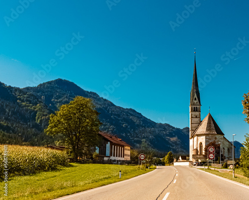 Beautiful alpine summer view with the famous church Saint Leonhard near Kundl, Tyrol, Austria