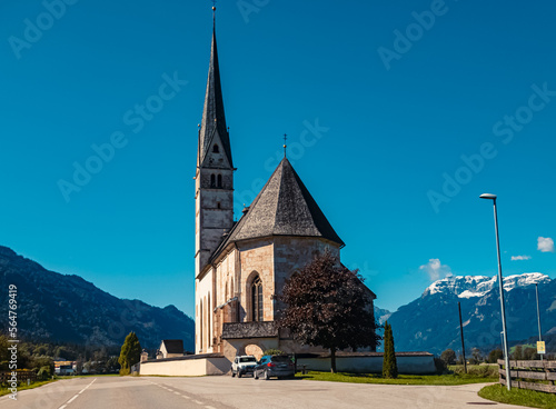 Beautiful alpine summer view with the famous church Saint Leonhard near Kundl, Tyrol, Austria