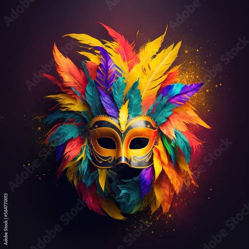 colored carnival feathers. Brazilian carnival. Big set of vector iconc. Design elements. mask. face painted for carnival