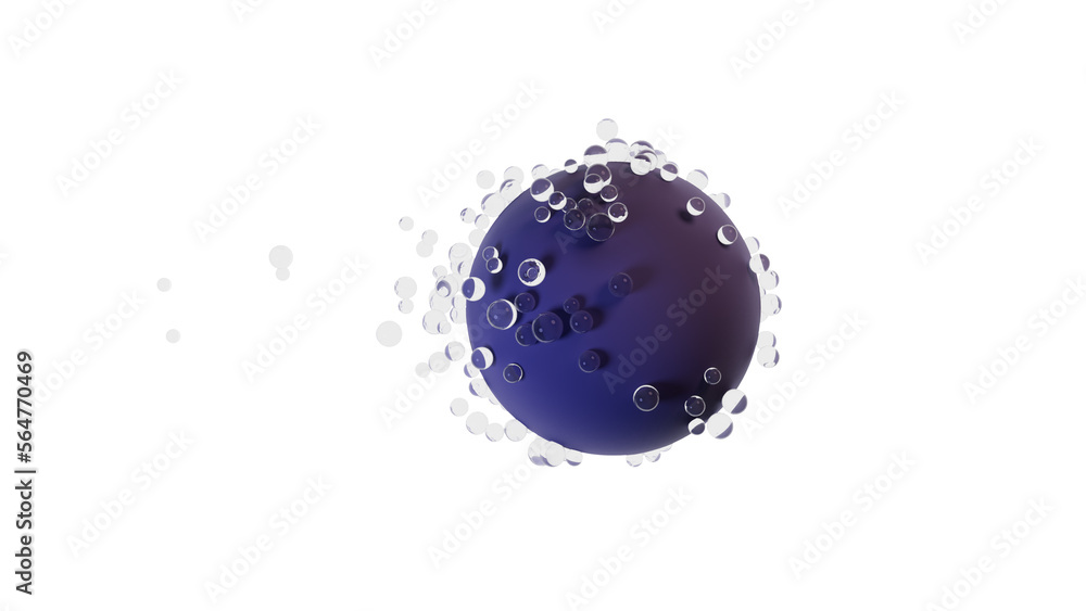 Sphere with water or glass bubbles sticking to surface - 3D illustration for background Sphere with water or glass bubbles sticking to surface - 3D illustration for background