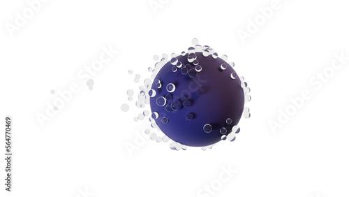 Sphere with water or glass bubbles sticking to surface - 3D illustration for background