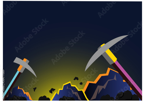 Mining ore deep inside the cave, vector concept suitable for cryptocurrency mining