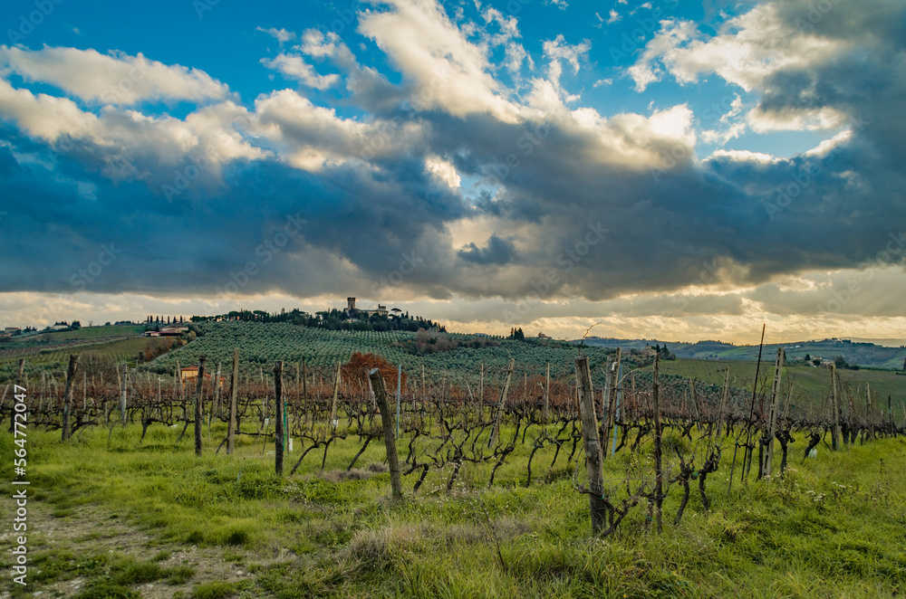 Obraz premium Paesaggio della campagna toscano in inverno con vista sui calanchi