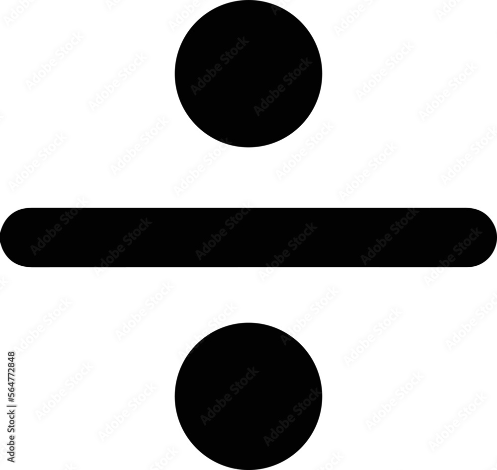 Black icon of division symbol . Basic mathematical symbol. Calculator