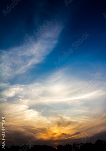 golden sunset with clouds over the river photo