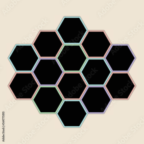 multiple color hexagon collage template