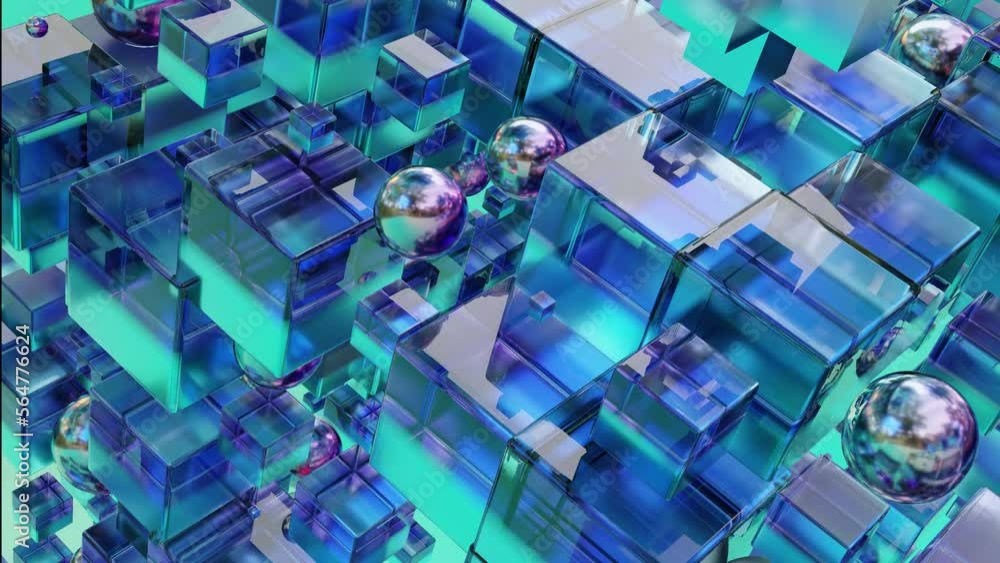 Sci fi technology background, Abstract cubic pattern, 3d solid geometry ...