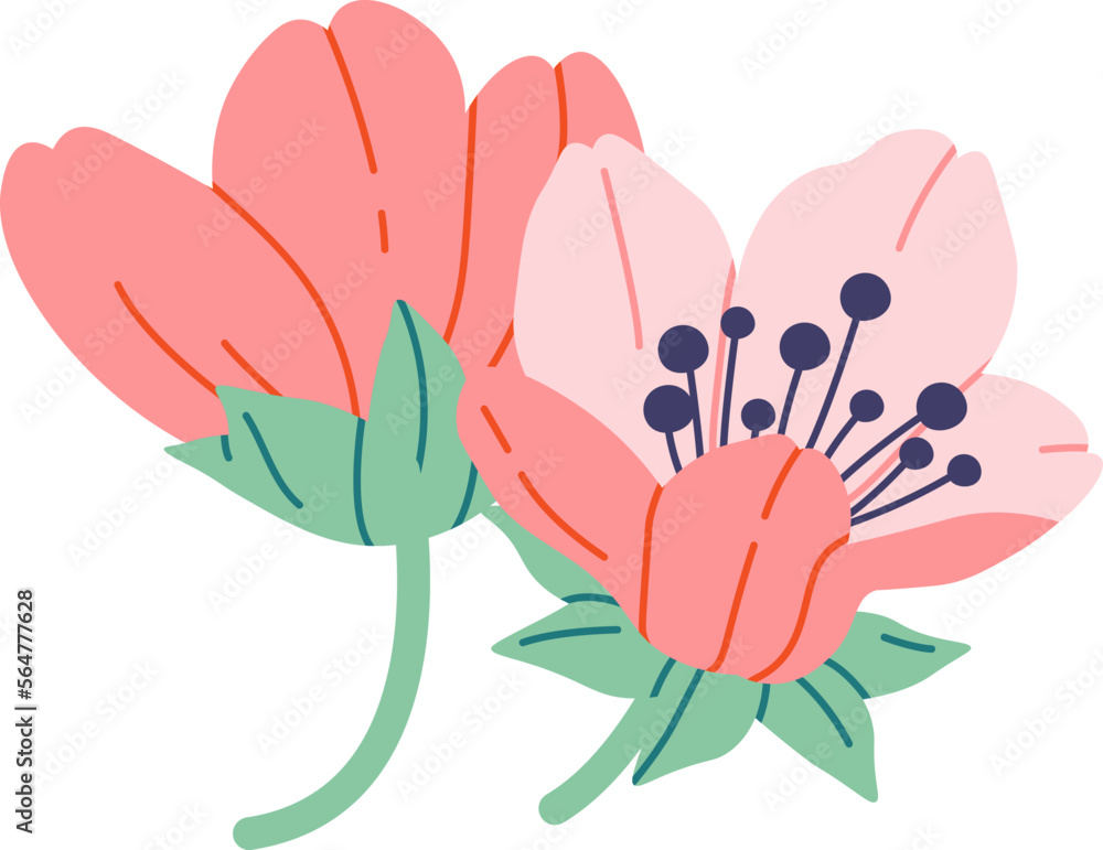 Cherry blossom flowers flat icon Spring tree Cherry blossom flowers flat icon Spring tree