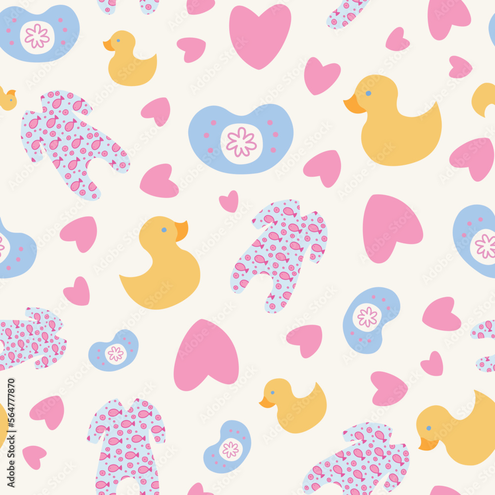 Newborn items seamless pattern on white background. Newborn items seamless pattern on white background.