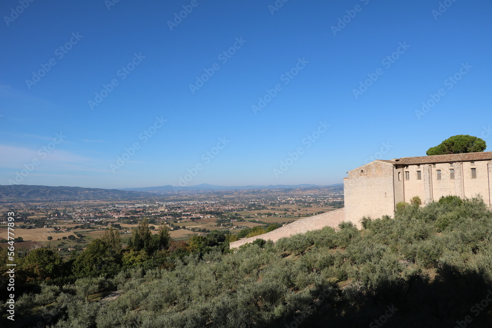 Landscape around the Church Santa Chiara in Assisi, Umbria Italy