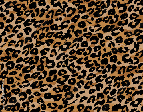 Full seamless leopard cheetah texture animal skin pattern. Orange textile fabric print. Suitable for fashion use. Vector illustration.