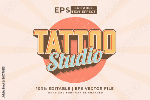 Editable text effect - Tattoo Studio Vintage template style premium vector