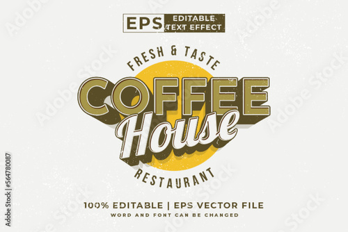 Editable text effect - Coffee House Vintage template style premium vector