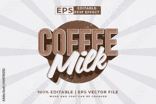 Editable text effect - Coffee Milk Vintage template style premium vector