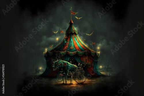 Spooky circus with monsters