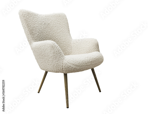 White modern chair isolated on a transparent background