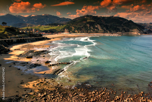 Spain, Basque Country Region, Guipuzcoa Province, Deba, coastal town view photo