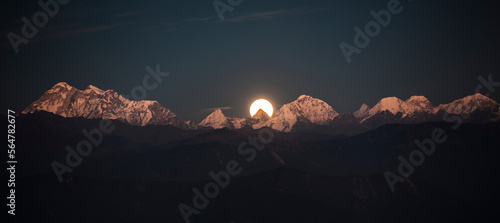 Super Moon Behind Ganesh Himal Range photo