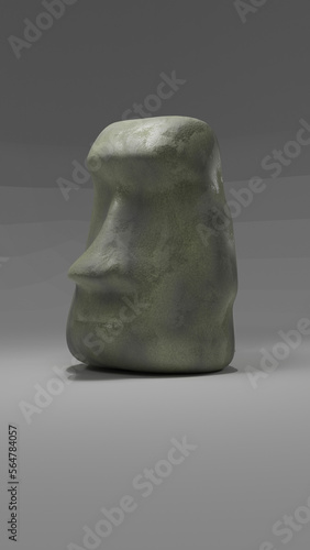 Moai Naoki head  from easter island 3d realistic with infinite background photo
