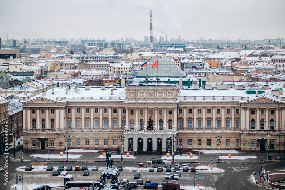 View of the city from a great height.