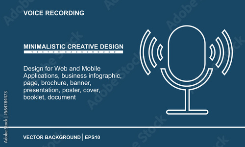 Voice Recording minimal style. Technology concept for Web and Mobile Applications, business infographic, page, brochure, banner, presentation, poster, cover, booklet, document. Vector illustration