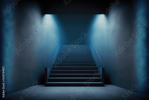Dark Empty Cold Stairwell created with Generative AI Technology, ai, generative