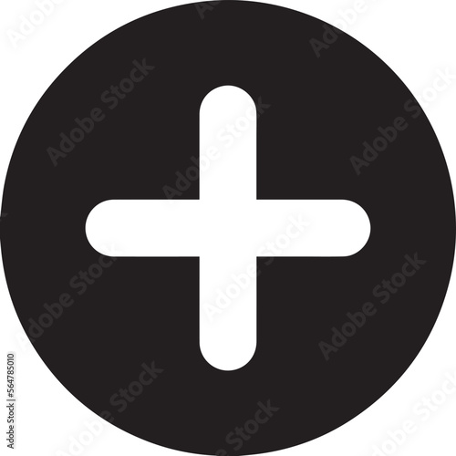 Round icon of a plus symbol. Basic mathematical symbol. Calculator button icon. Business finance concept in vector.