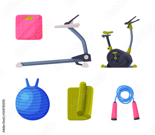 Sport Equipment and Gear for Workout and Training Vector Set