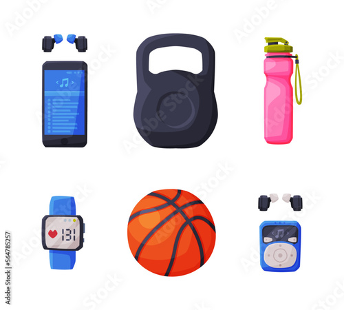 Sport Equipment and Gear for Workout and Training Vector Set